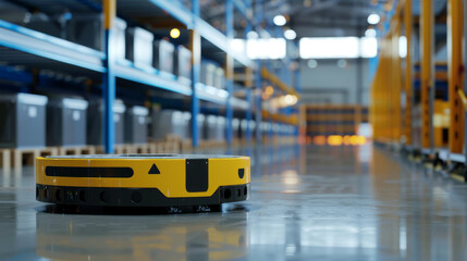 Autonomous robot navigating a modern warehouse