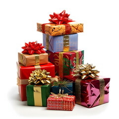 Colorful Wrapped Gift Boxes Ribbons Celebration