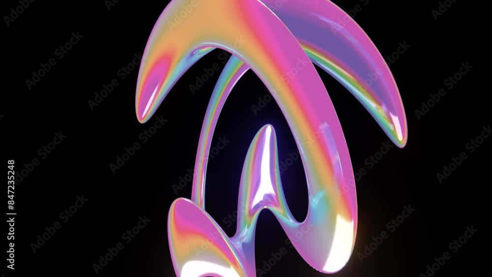 Poster abstract 3d fluorescent iridescent metallic vibrant gradient twisted curve swirl spiral helix art li