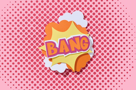 Comic Cool wording template with speech clouds and halftone