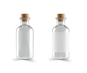 3D illustration. Empty clear bottle mockup isolated.