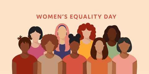 Women's Equality Day banner. Female holiday, celebrated annually on August 26. Faceless vector illustration