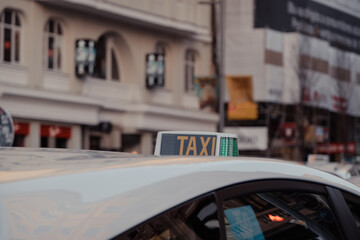 Sign on a taxi in Madrid, Spain.