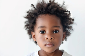 Black African Nigerian Kenyan South African Cute Little Boy Isolated on white Background Adorable Child Smiling Happy Playful Youthful Innocent Ethnic Cultural Portrait Studio Photography