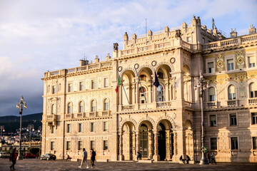 Unity of Italy Square in Trieste, Italy, Canal grande in Trieste city center, Italy