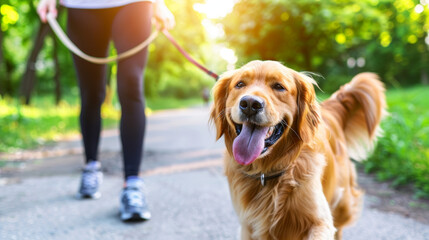 person walking dog on leash in park