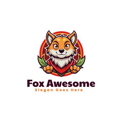 Vector Logo Illustration Awesome Fox Simple Mascot Style