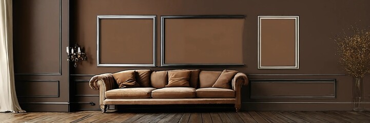  Living room with brown empty walls - dark layout