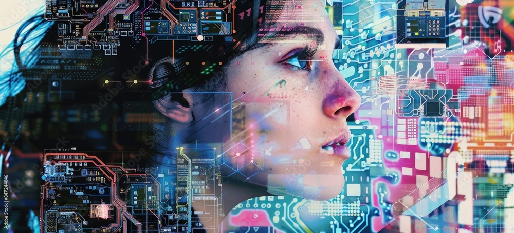 Poster the image shows a woman looking at the viewer with a serious expression on her face. her face is par