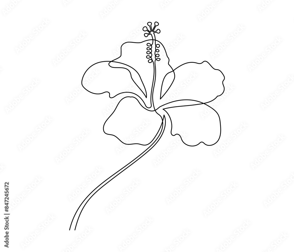 Aufkleber one continuous line drawing of hibiscus flower. floral abstract symbol in simple linear style. organ