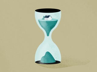 House in hourglass represents the concept of mortgage