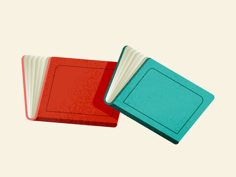 Red and blue notebooks on light background