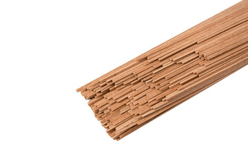 Buckwheat noodles isolated on a white background.