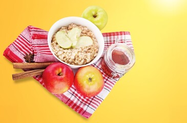 Healthy breakfast tasty food with fruits