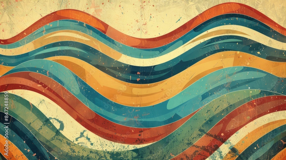 Aufkleber abstract retro vintage background with wave patterns