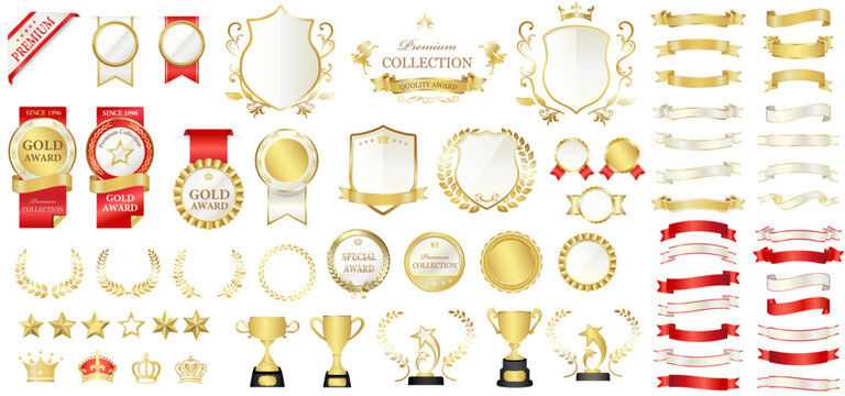 エンブレムとリボンのセット（ランキング　アワード　フレーム　りぼん）