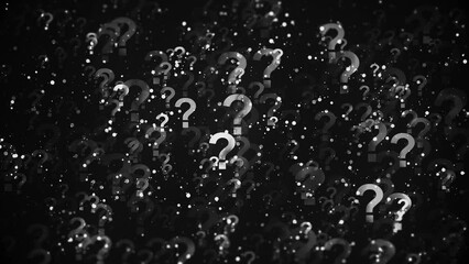 Many Question. Floating Question Mark Symbols. Black background. Looped video.