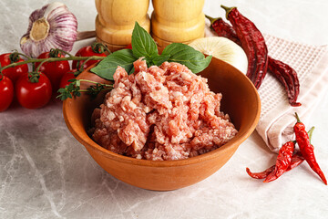 Raw minced pork uncooked meat