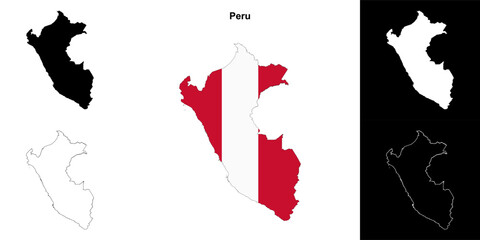 Peru blank outline map set