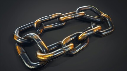 Fototapeta premium Chain or link icon in realistic 3D style.