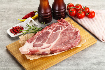 Raw pork neck steak uncoocked