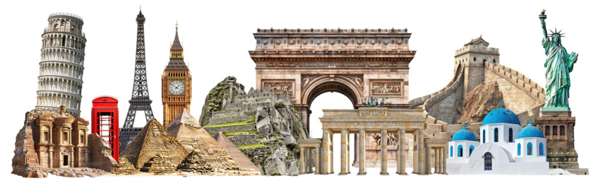 collage of world famous landmarks and monuments