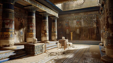 Egyptian Pharaoh's Chamber Environment. AI generated art illustration.