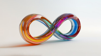 3D infinity symbol made from glass in colorful color