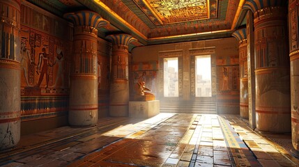 Obraz premium Egyptian Pharaoh's Chamber Environment. AI generated art illustration.