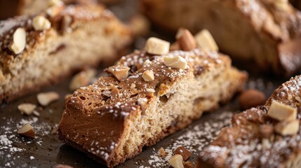 Close up of homemade biscotti cakes a delightful sweet treat