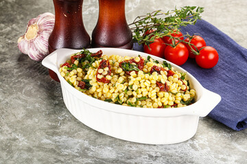 Vegetarian Pasta ptitim with vegetables