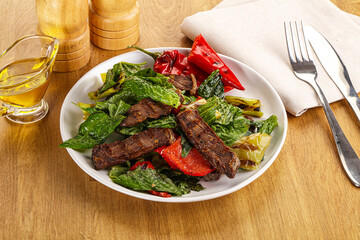 Salad with grilled beef steak