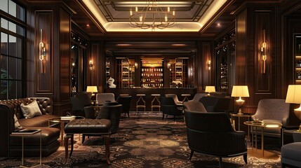 Interior of a luxury hotel. AI generated art illustration.