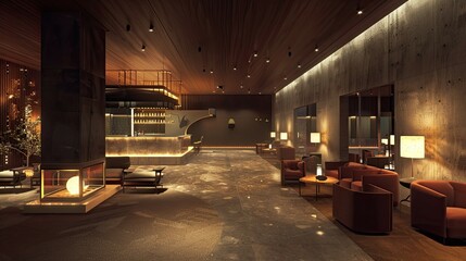 Interior of a luxury hotel. AI generated art illustration.