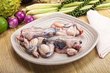 Delicous fresh raw uncooked frog