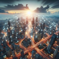 Fototapeta premium Smart City: Illustrating the Web of Connectivity