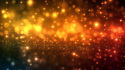 Fototapeta premium Golden and orange bokeh sparkle glow light shine twinkle abstract background with glittering effects