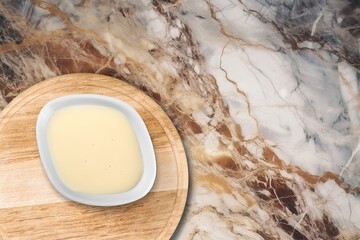 Natural homemade tasty white yogurt in bowl