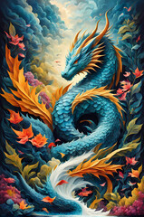 digital artwork dragon animals abstract surrealism and contemporary colorful digital artwork,Generative AI