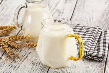 Organic milk in the glass