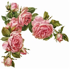 Pink roses in the corner of a frame 