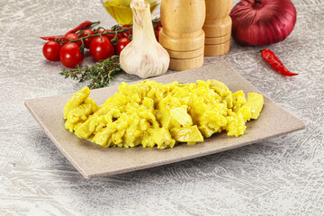 Italian cuisine - yellow risotto with chicken