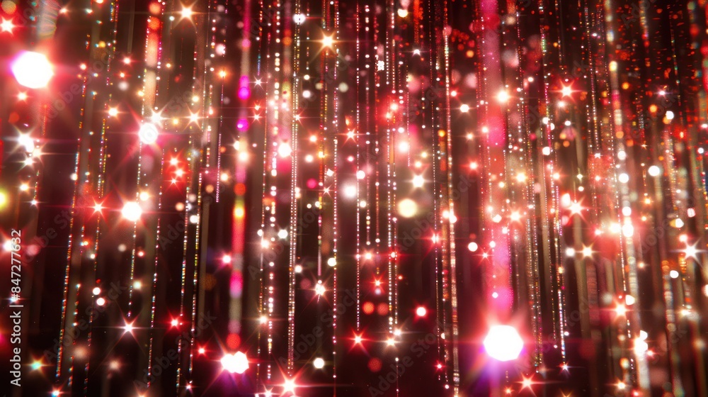Poster an image featuring vibrant streams of sparkling light with glittering particles and bokeh effects gi