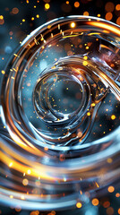 Abstract liquid glass holographic Iridescent wavy melted substance. 3d render of smooth forms. Modern design. Futuristic Banner, background, wallpaper cover, social media post. Generative Ai content