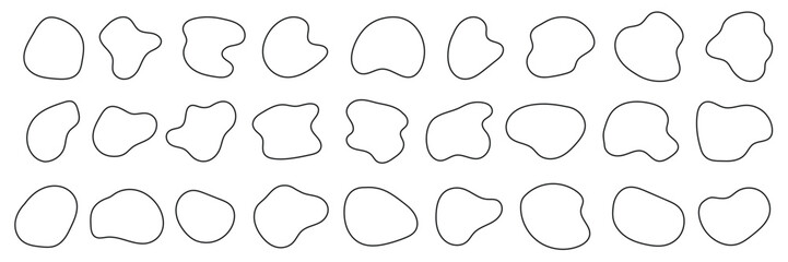 Set of Outlined  Blob shape collection. Liquid Shape symbol collection. Vector Illustration.