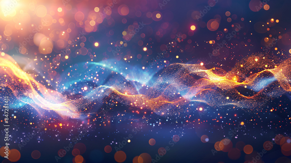 Poster Flowing energy and particle abstract background