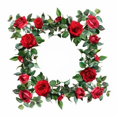 Red roses in the shape of an octagon frame 