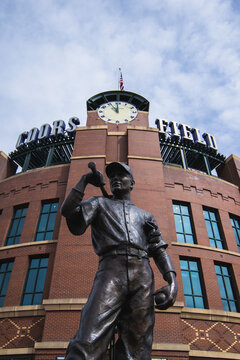 coors field entrance with statue colorado rockies