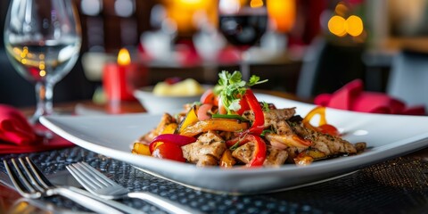 A delicious and healthy meal of chicken and vegetables. AI.