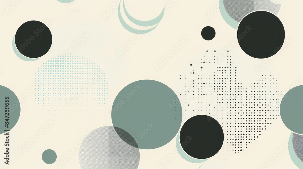 Poster this image showcases a modern abstract geometric pattern with various circles, halftone dots, and ar